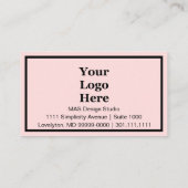 Business Pink淡い色のとBlack Your Logo 紹介カード (裏面)