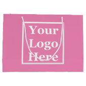 Business Pink Your Logo Hereテンプレート ラージペーパーバッグ (裏面)
