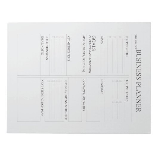 Business Planner Notepad | Productivity & Goal Set ノートパッド (正面)