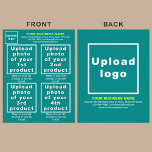 Business Products or Services on Business Green Fl チラシ<br><div class="desc">あなたのビジネスのカスタマイズブランド、製品またはサービスやその他の情報を置くことができるフライヤー。最大4つの製品またはサービスを配置できる。お客様のカスタマイズブランド名を宣伝し広告、製品やサービスを宣伝するために、itとitを顧客または顧客に提供する。カスタマイズ可能なマーケティング材料。ブランド名認識度の構築に使用できる。デザインの色は、ティール（緑がかった色）の緑の背景に白と黄色の緑の文字である。このチラカスタマイズーには、製品またはサービスの画像のアップロード、名前と価格の入力、ビジネスロゴのアップロード、ビジネス名、住所、電話番号、電子メールとWebサイトの入力、またはビジネスソーシャルメディアページ。画像のアップロードと入力文字後、表裏の外観を確認する。外観もしは喜ばしい、今すぐ注文を配置できる。このチラもしーまたは選択するサイズに合わせてイメージと文字をサイズ変更して移動する必要がある場合は、デザインツールで変更してください。デザインツールで背景色、フォント色、フォントスタイルを変更することもできます。</div>