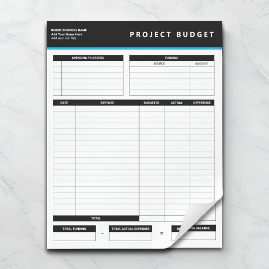 Business Project Budget Template Sheets Notepad ノートパッド