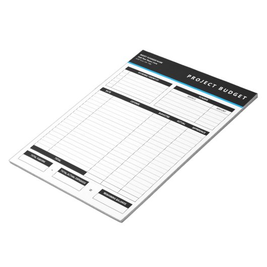 Business Project Budget Template Sheets Notepad ノートパッド (アングル)