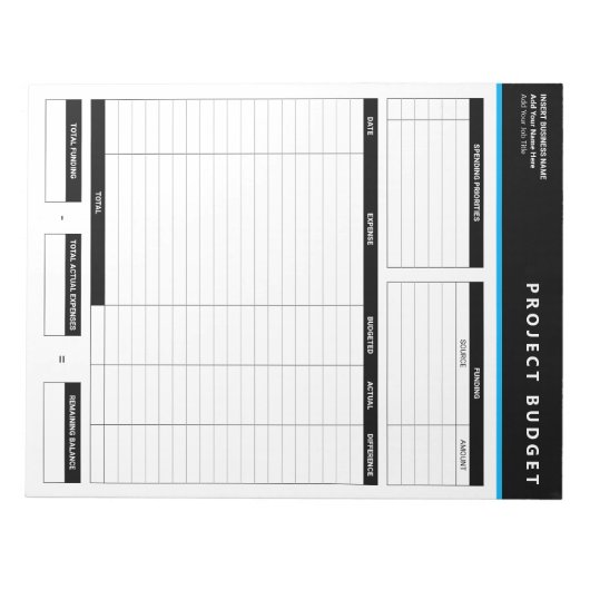 Business Project Budget Template Sheets Notepad ノートパッド (正面)