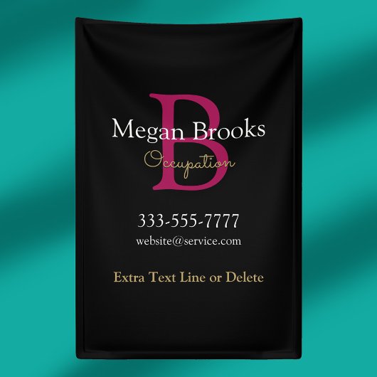 Business Promo, Name, Monogram & Title on Black 横断幕