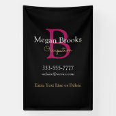 Business Promo, Name, Monogram & Title on Black 横断幕 (縦)