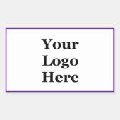 Business Purple and White Your Logoはこちらテンプレート 長方形シール (正面)