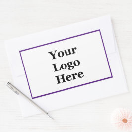 Business Purple and White Your Logoはこちらテンプレート 長方形シール