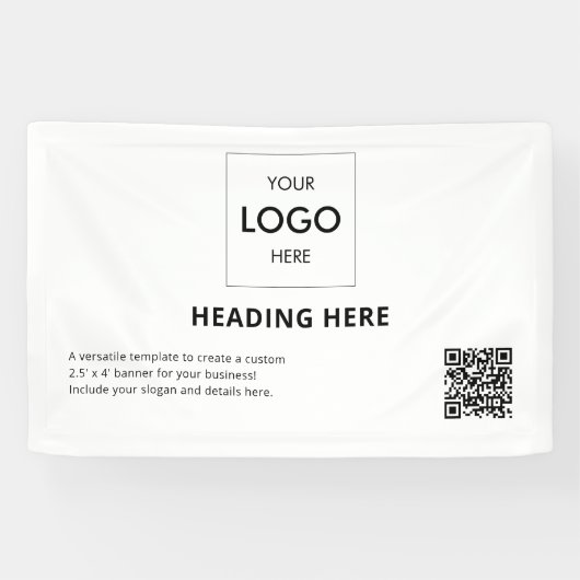 Business QR Code Advertising White 横断幕 (横)