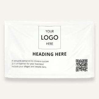 Business QR Code Advertising White 横断幕