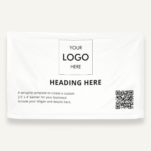 Business QR Code Advertising White 横断幕