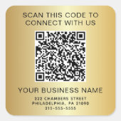Business QR Code Gold スクエアシール (正面)