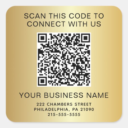 Business QR Code Gold スクエアシール (正面)