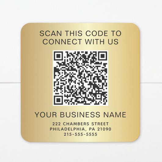 Business QR Code Gold スクエアシール