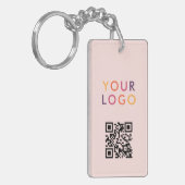 Business QR Code Logo Blush Pink キーホルダー (正面左)