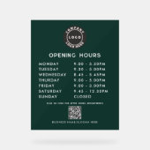 Business QR Code Logo Modern Opening Hours アクリルサイン (正面)