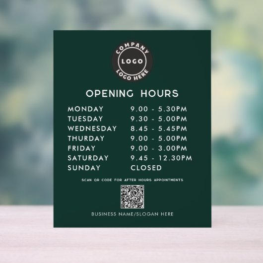 Business QR Code Logo Modern Opening Hours アクリルサイン (ニュートラル)