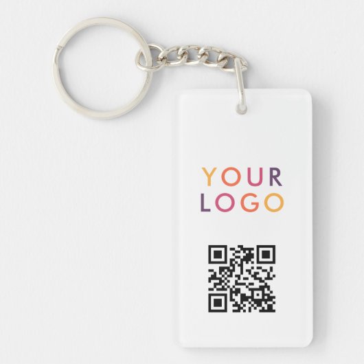 Business QR Code Logo White キーホルダー (正面)
