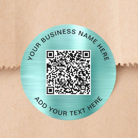 Business QR Code Mint Green ラウンドシール
