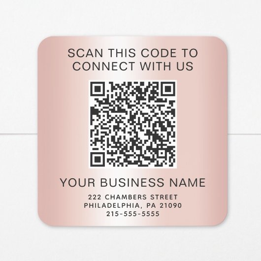Business QR Code Rose Gold スクエアシール