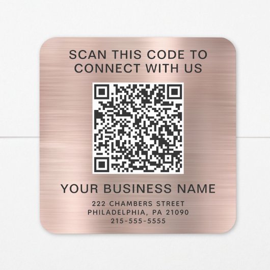 Business QR Code Rose Gold スクエアシール