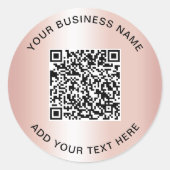 Business QR Code Rose Gold ラウンドシール (正面)