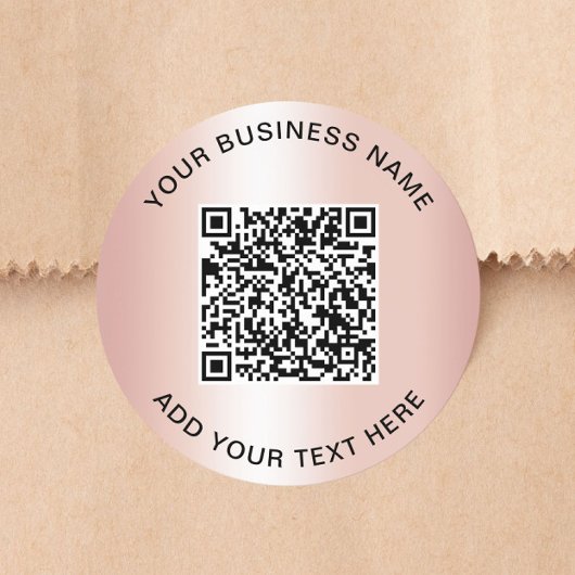 Business QR Code Rose Gold ラウンドシール