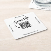 Business QR Code Scan Me Menu Custom スクエアペーパーコースター (アングル)