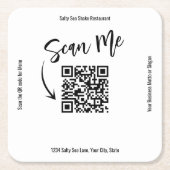 Business QR Code Scan Me Menu Custom スクエアペーパーコースター (正面)