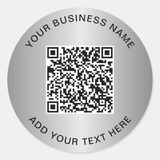 Business QR Code Silver ラウンドシール (正面)