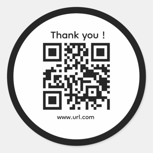 Business qr code simple black white  ラウンドシール (正面)