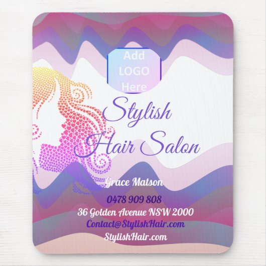 Business Rainbow Waves Mouse pad with Logo マウスパッド (正面)