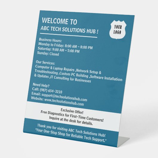 Business Reception Areas or Waiting Rooms Tabletop 台座サイン (正面)