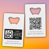 Business Rectangle Logo Text Promo QR Code クレジットカード栓抜き
