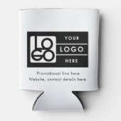 Business Rectangle Logo Text Promo QR Code 缶クーラー (正面)