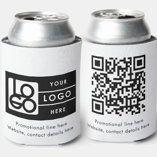 Business Rectangle Logo Text Promo QR Code 缶クーラー