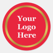 Business Redと金ゴールドのロゴはこちらエレガント ラウンドシール (正面)