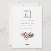 Business Red Berry Firクリスマスロ企業のゴ シーズンカード (裏面)