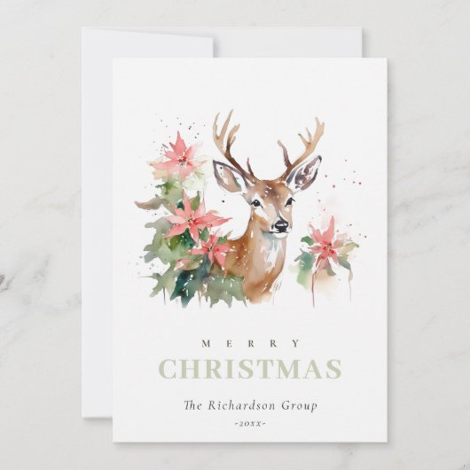 Business Reindeerフローラのクリスマスロ企業のゴ シーズンカード (正面)