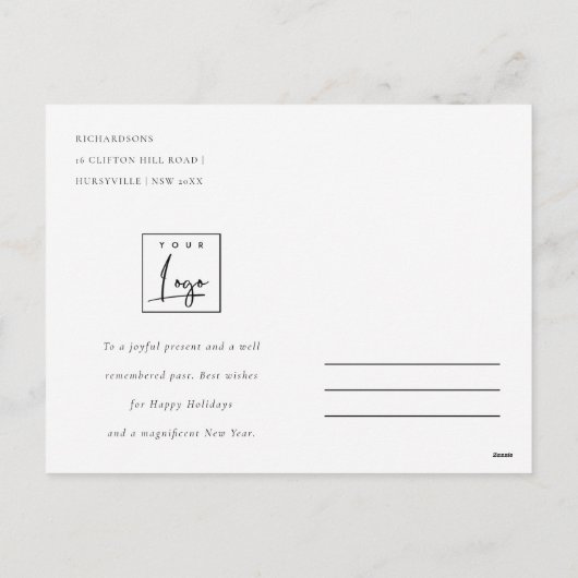 Business Reindeerフローラのクリスマスロ企業のゴ シーズンポストカード (裏面)