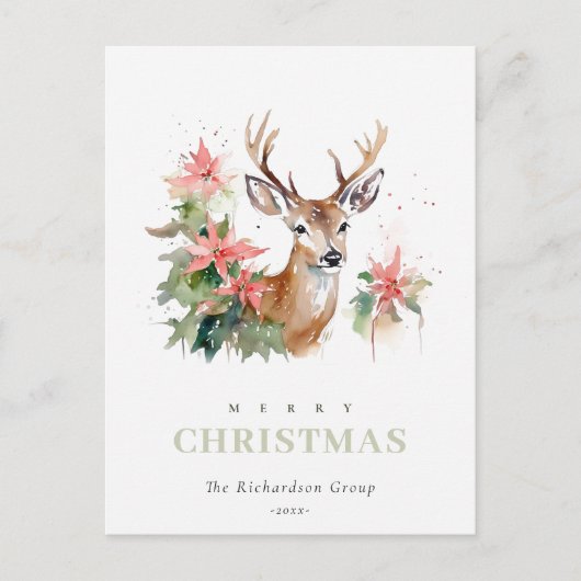 Business Reindeerフローラのクリスマスロ企業のゴ シーズンポストカード (正面)