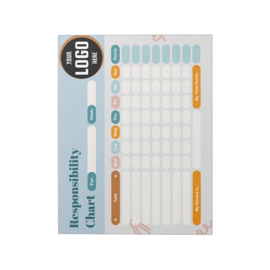 Business Responsibility Chores Chart Logo Checklis ノートパッド (回転)
