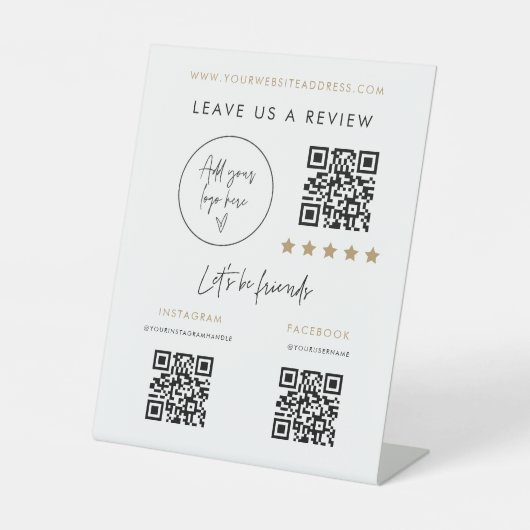 Business Review QR Code Socials Pedestal Scan Sign 台座サイン (正面)