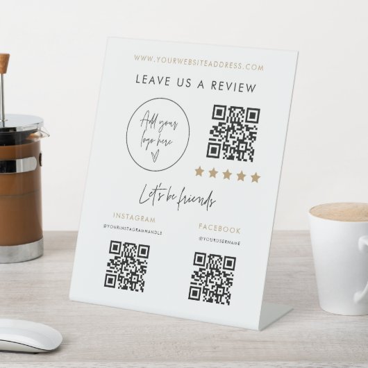 Business Review QR Code Socials Pedestal Scan Sign 台座サイン (インサイチュ)