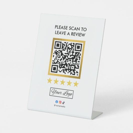 Business Review Tabletop Sign l QR Code 台座サイン (正面)