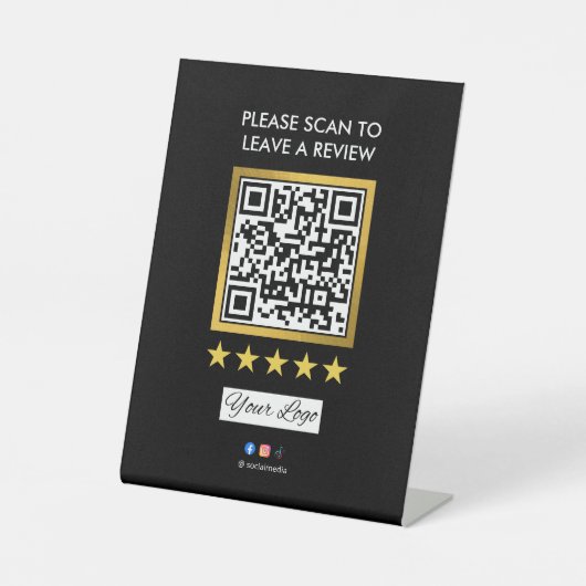 Business Review Tabletop Sign l QR Code 台座サイン (正面)