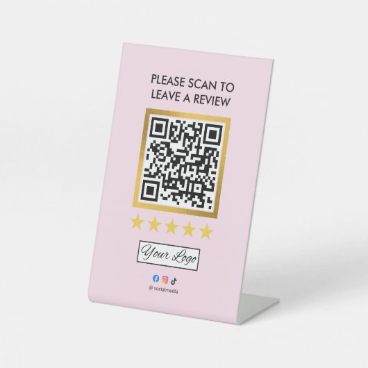 Business Review Tabletop Sign l QR Code 台座サイン (正面)