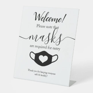 Business Safetyモダン衣服顔マスクスクリプト 台座サイン