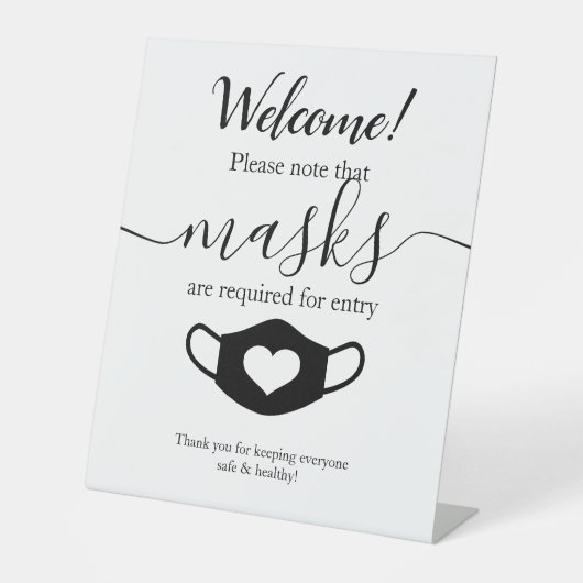 Business Safetyモダン衣服顔マスクスクリプト 台座サイン (正面)