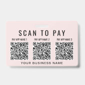 Business Scan to Pay 3 QR Codes Pink バッジ (裏面)