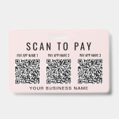 Business Scan to Pay 3 QR Codes Pink バッジ (正面)
